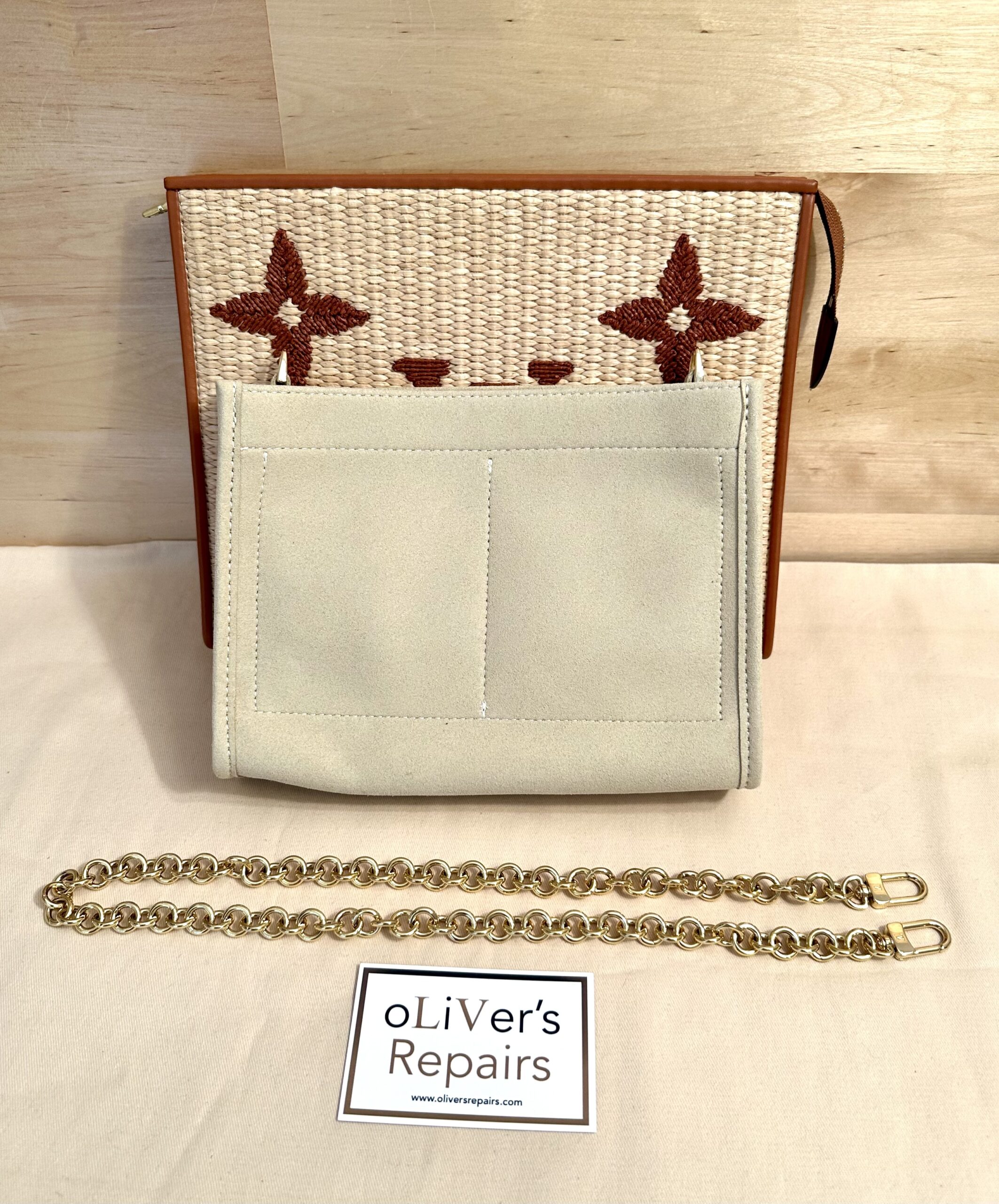 LOUIS VUITTON Pouch Toilet 26 M.Raffia, M80351, Chip, gesticktes Monogram – Bild 6
