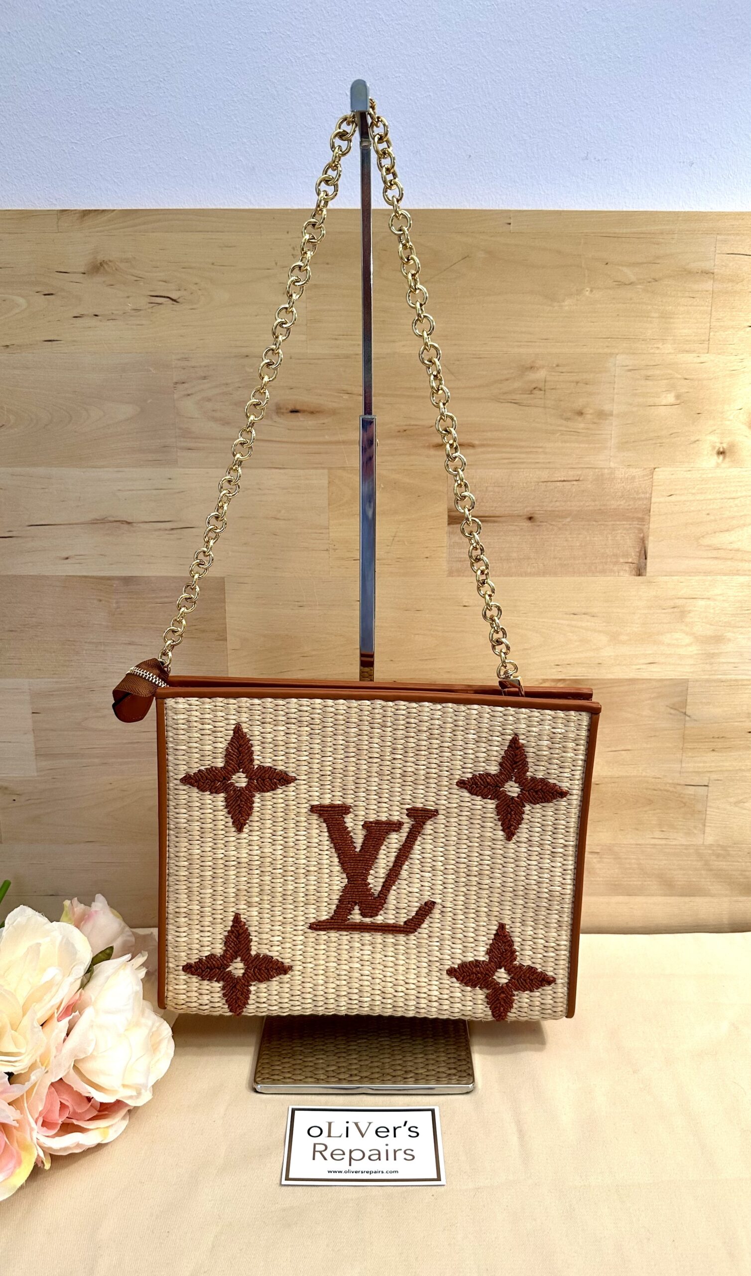 LOUIS VUITTON Pouch Toilet 26 M.Raffia, M80351, Chip, gesticktes Monogram – Bild 3