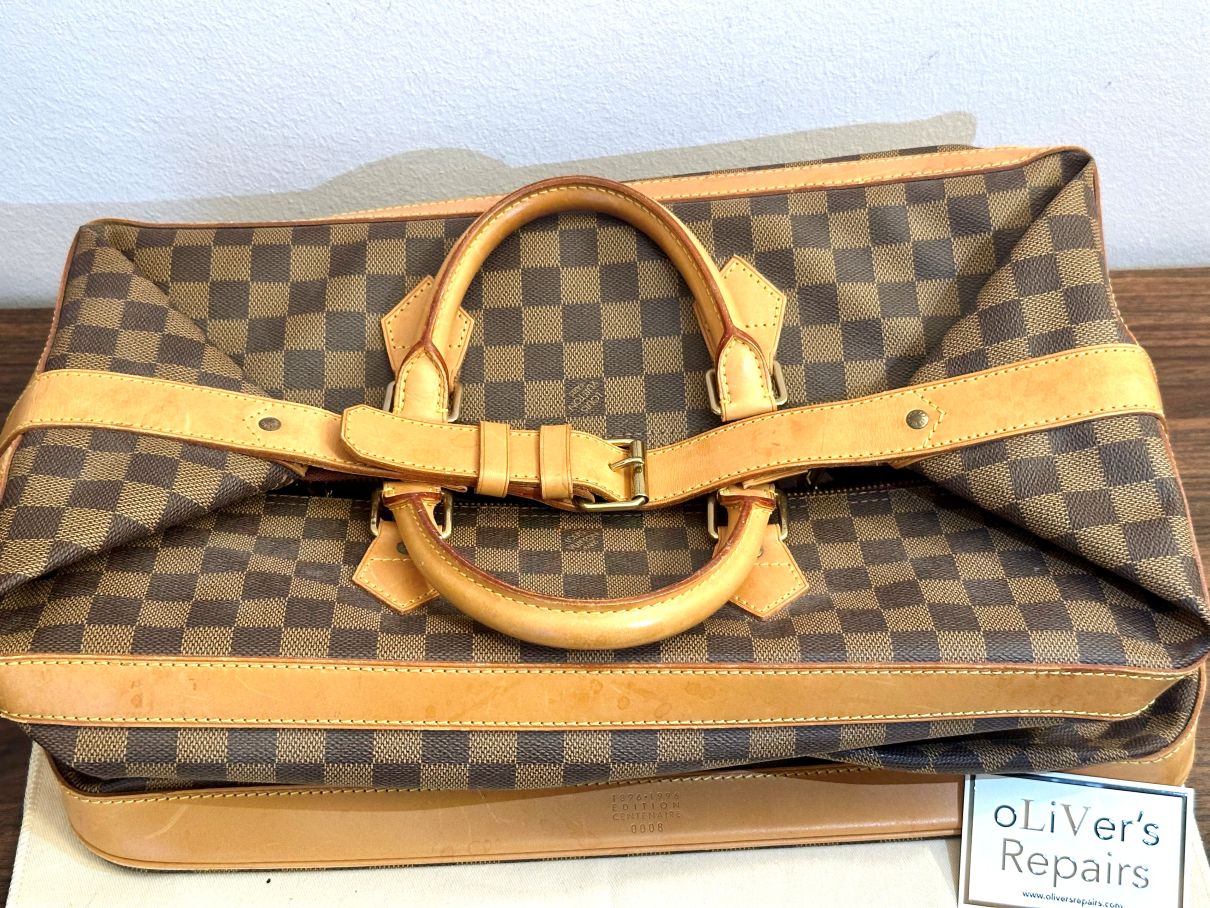 LOUIS VUITTON Cruiserbag Sonderserie limitiert - Sonderstempel mit No. 0008 1896-1996 Edition Centenaire, Damier mit Naturleder M99040 Datacode SP0946 – Bild 15