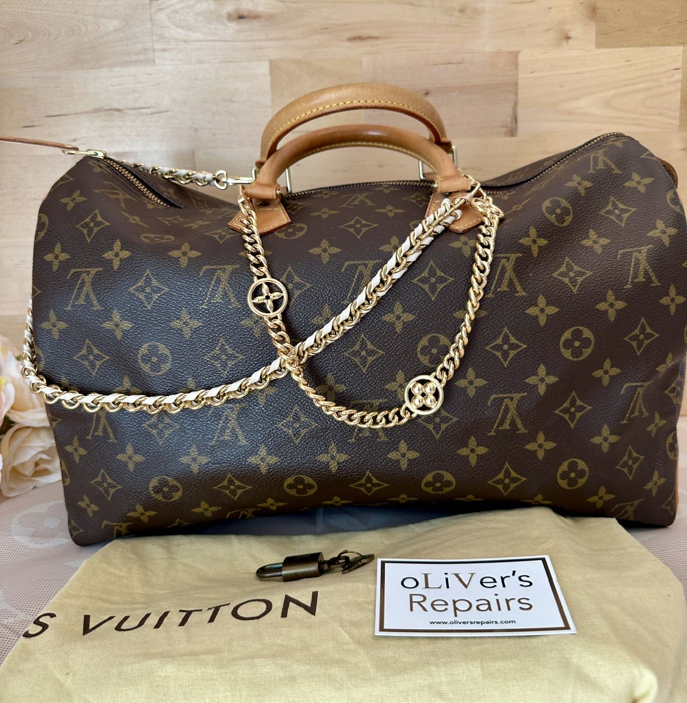 LOUIS VUITTON Taschenkette/Kettengurt Flower – Bild 7